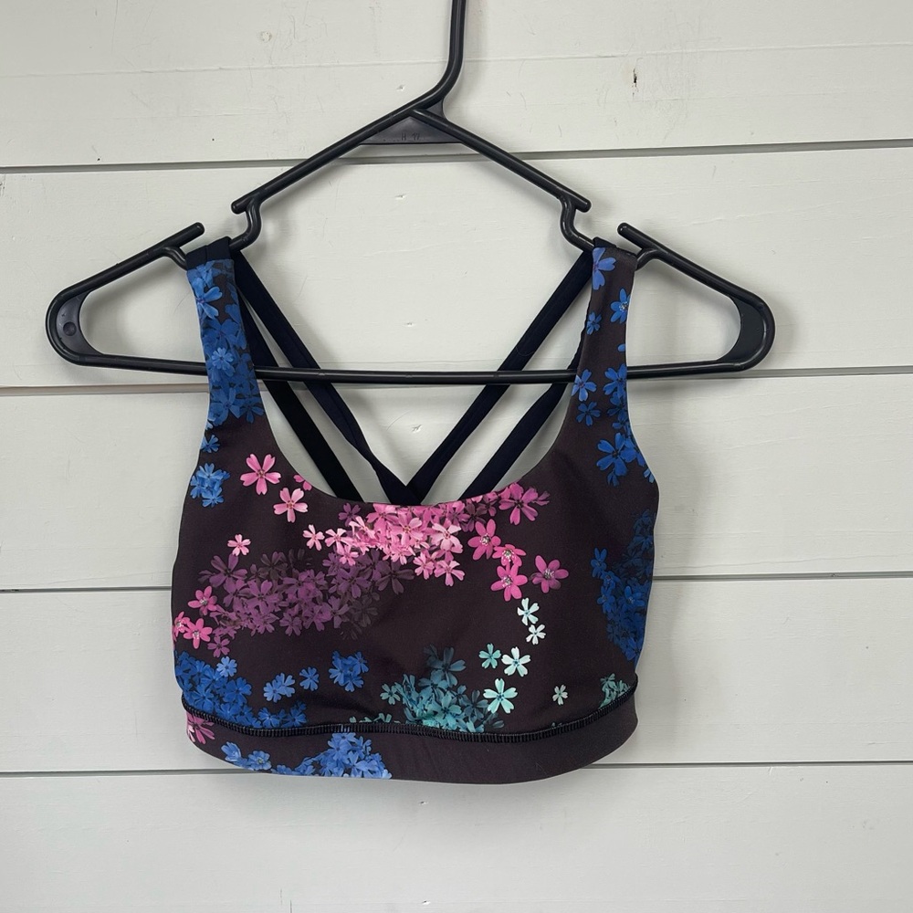 Lululemon energy bra floral black women’s‎ size 6